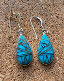 Sterling Silver Turquoise and Opal Inlay Earrings STER009