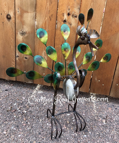Metal Rock Rocking Peacock Yard Garden Ornament Caminorealimports.com